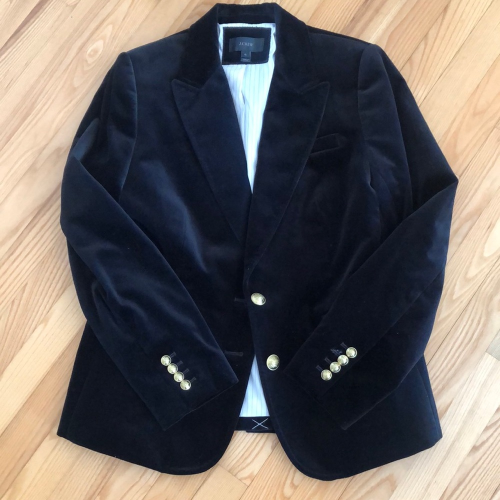 Beautiful J. Crew woman’s black cotton velvet blazer new without tags size 12